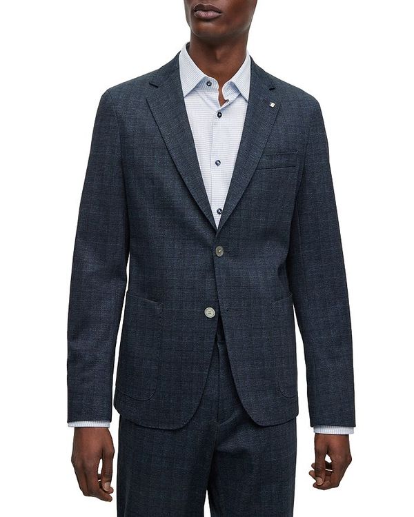 ̵ ܥ    Hanry Jersey Tonal Plaid Slim Fit Sport Coat Dark Blue