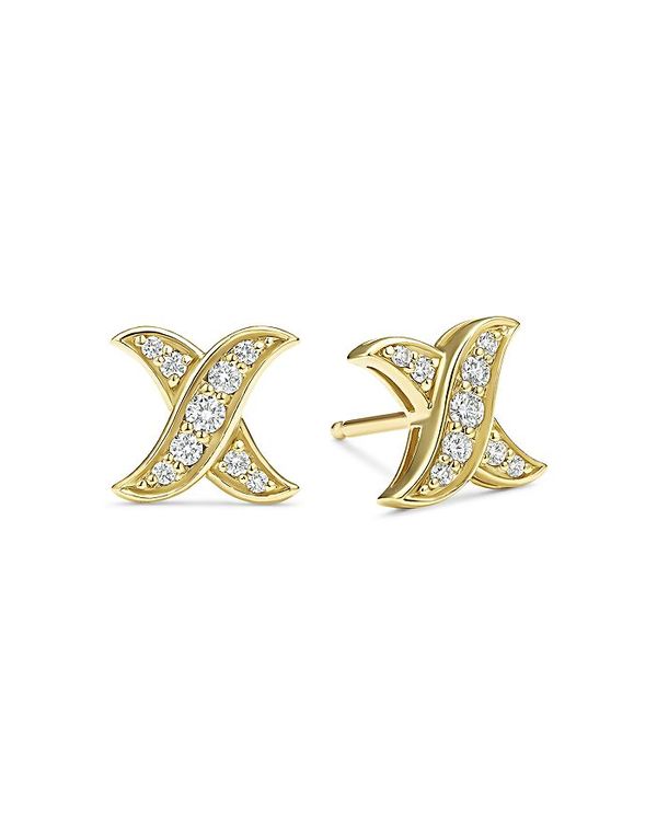 【送料無料】 ラゴス レディース ピアス・イヤリング アクセサリー 18K Yellow Gold Embrace Diamond X Stud Earrings Gold