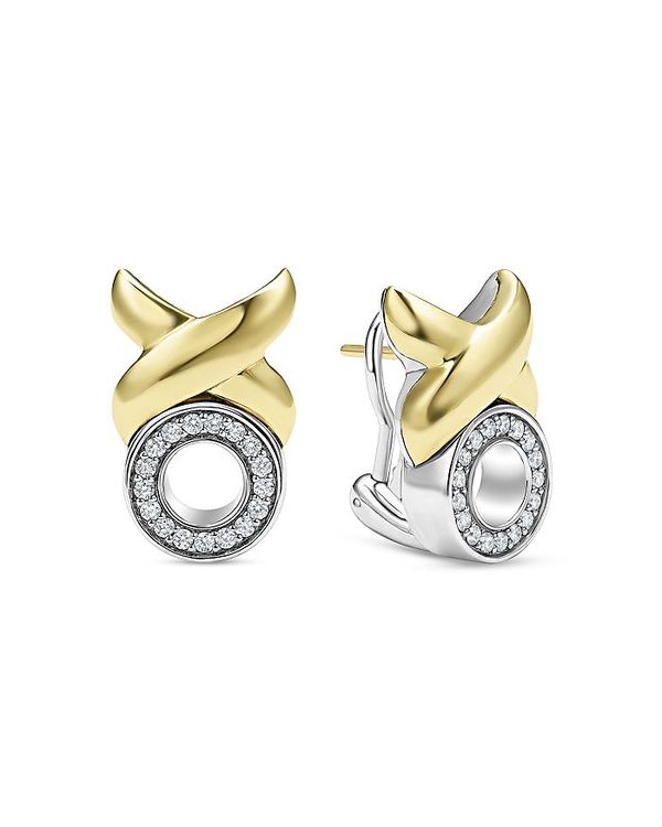 【送料無料】 ラゴス レディース ピアス・イヤリング アクセサリー 18K Yellow Gold & Sterling Silver Embrace Diamond XO Omega Earrings Silver/Gold