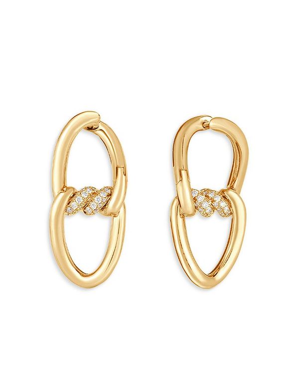 ̵ Сȥ ǥ ԥ ꡼ 18K Yellow Gold Cialoma Diamond Twist Double Loop Drop Earrings Gold
