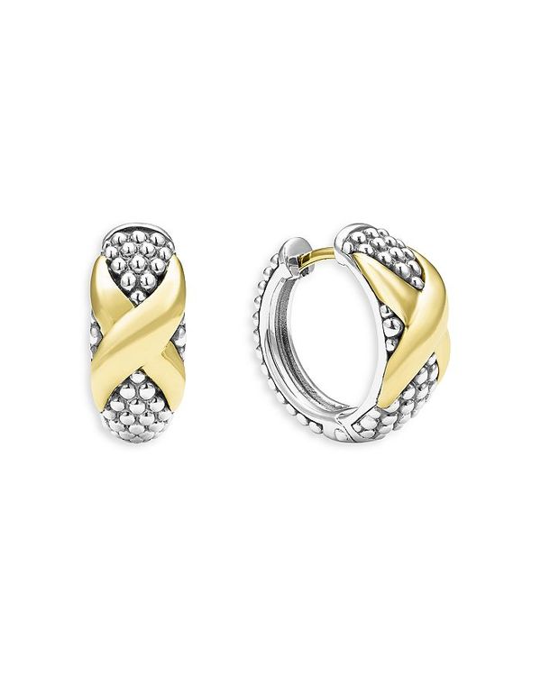 【送料無料】 ラゴス レディース ピアス・イヤリング アクセサリー 18K Yellow Gold & Sterling Silver Embrace X Caviar Bead Small Hoop Earrings Silver/Gold