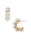 【送料無料】 ケネスジェイレーン レディース ピアス・イヤリング アクセサリー Imitation Pearl Cluster Hoop Earrings White/Gold