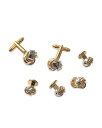 yz NAbv Y JtX{^ ANZT[ Classic Knot Silver & Gold Tone Rhodium Plated Stud & Cufflink Set Gold/Silver