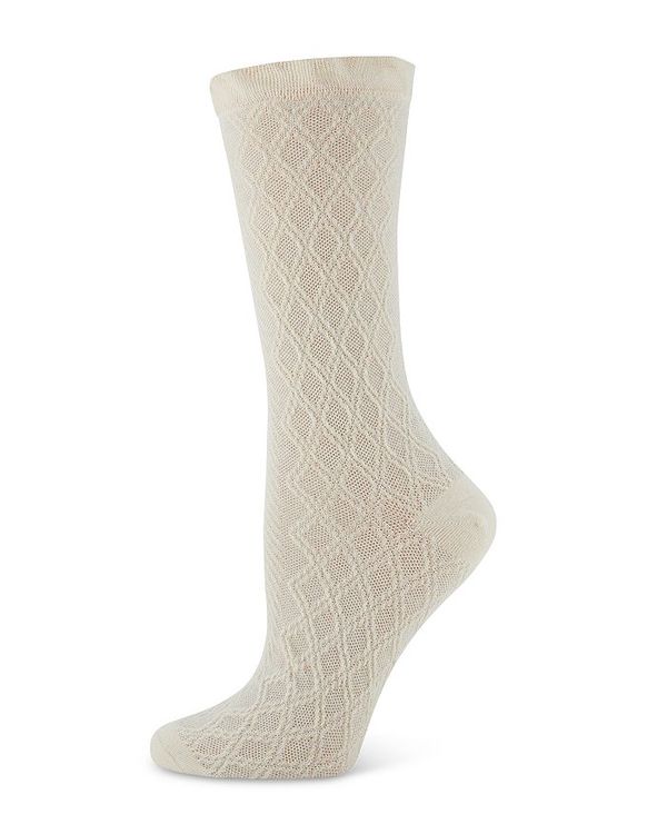 yz TN`A[ fB[X C A_[EFA Metallic Diamond Pattern Crew Socks Cream