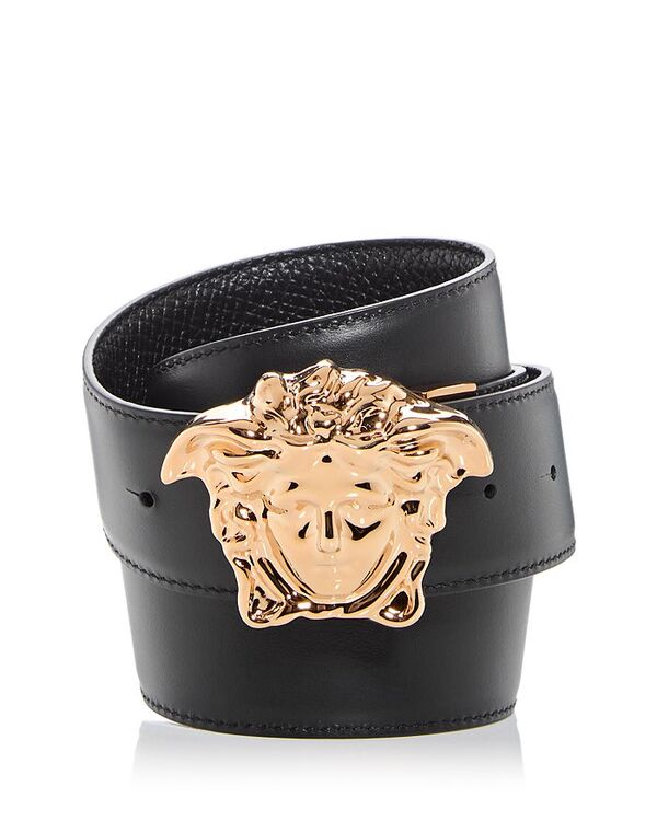 ヴェルサーチェ 革ベルト メンズ 【送料無料】 ヴェルサーチ メンズ ベルト アクセサリー Men's Medusa Buckle Leather Belt Black-Versace