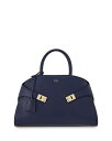 フェラガモ ハンドバッグ（レディース） 【送料無料】 フェラガモ レディース ハンドバッグ バッグ Hug Top Handle Medium Leather Handbag Midnight/Gold