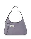 yz tFK fB[X V_[obO obO Arch Large Leather Shoulder Bag Fog Gray/Silver