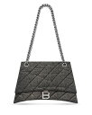 yz oVAK fB[X nhobO obO Crush Medium Quilted Chain Bag Charcoal Black/Silver