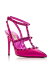 ̵ ƥ ǥ ѥץ 塼 Women's Rockstud Cage Leather Pumps with Studs Pink Mirror