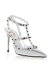 ̵ ƥ ǥ ѥץ 塼 Women's Rockstud Cage Leather Pumps with Studs Silver Mirror