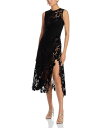 【送料無料】 オスカー デ ラ レンタ レディース ワンピース トップス Velvet Acorn Lace Panel Midi Dress Black