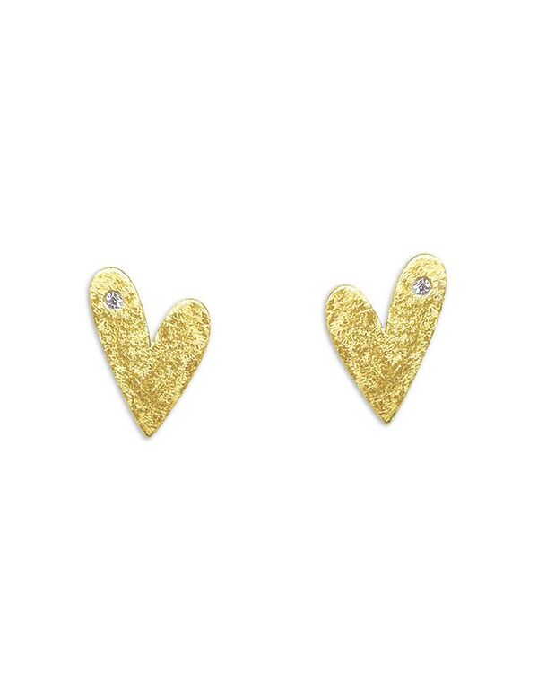 yz CeB fB[X sAXECO ANZT[ 14K Yellow Gold Diamond Heart Stud Earrings Gold