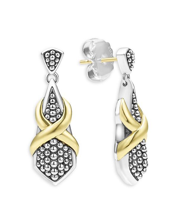 yz SX fB[X sAXECO ANZT[ 18K Yellow Gold & Sterling Silver Embrace X Caviar Bead Drop Earrings Silver/Gold