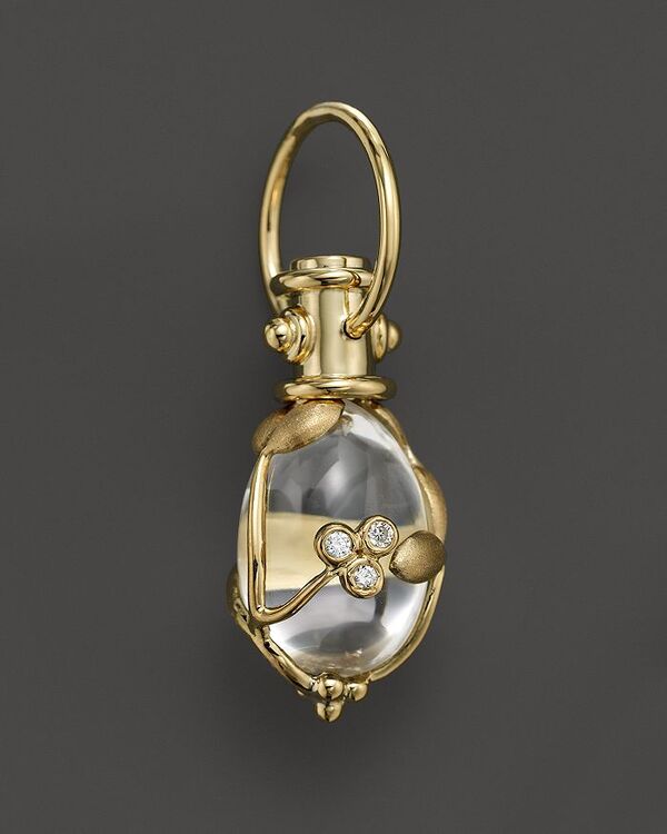 yz ev Zg NA fB[X lbNXE`[J[Ey_ggbv ANZT[ 18K Yellow Gold Vine Amulet with Oval Rock Crystal and Diamonds Yellow Gold