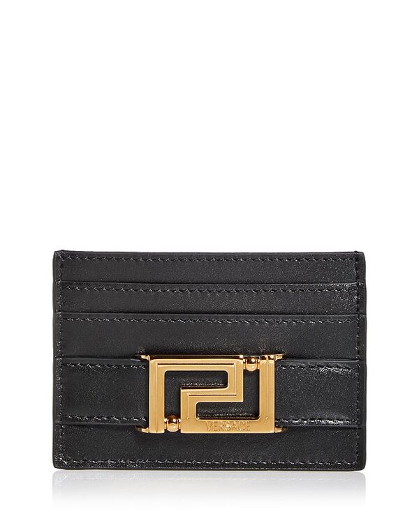 ヴェルサーチ 財布（レディース） 【送料無料】 ヴェルサーチ レディース 財布 アクセサリー Greca Goddess Leather Card Case Black/Versace Gold