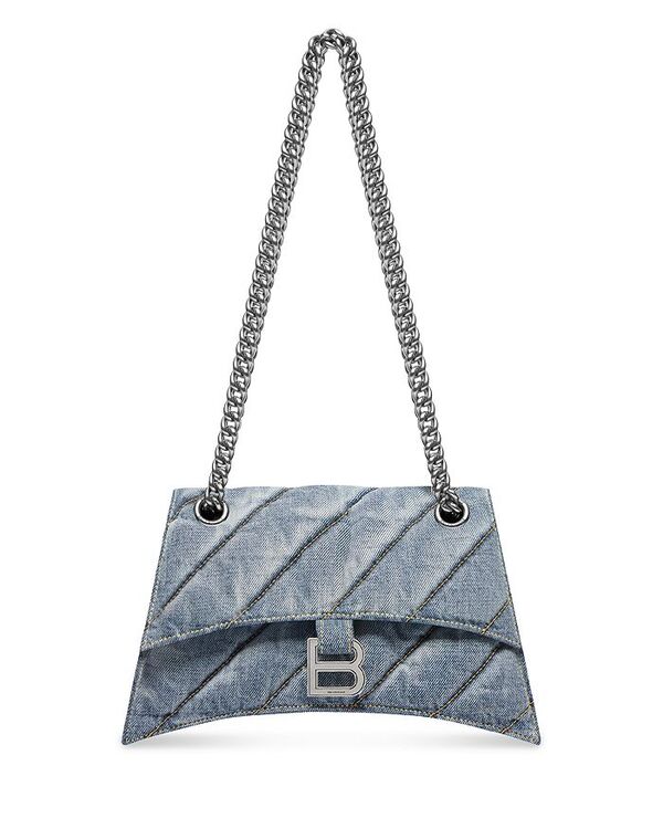 ハンドバッグ 【送料無料】 バレンシアガ レディース ハンドバッグ バッグ Crush Quilted Denim Small Chain Bag Denim Blue/Silver