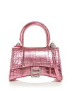 【送料無料】 バレンシアガ レディース ハンドバッグ バッグ Hourglass XS Top Handle Bag Candy Pink Metallic Croc/Silver