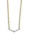 【送料無料】 ラゴス レディース ネックレス・チョーカー・ペンダントトップ アクセサリー 18K White & Yellow Gold Signature Caviar Diamond Chevron Bead Link Statement Necklace 16-18