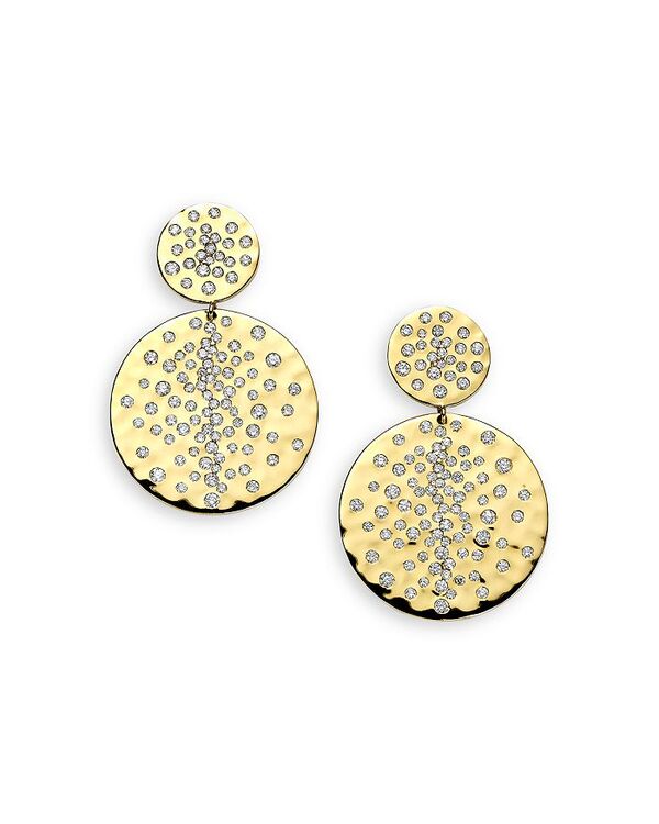 ̵ åݥꥹ ǥ ԥ ꡼ 18K Yellow Gold Stardust Diamond Scatter Cluster Double Disc Drop Earrings Gold