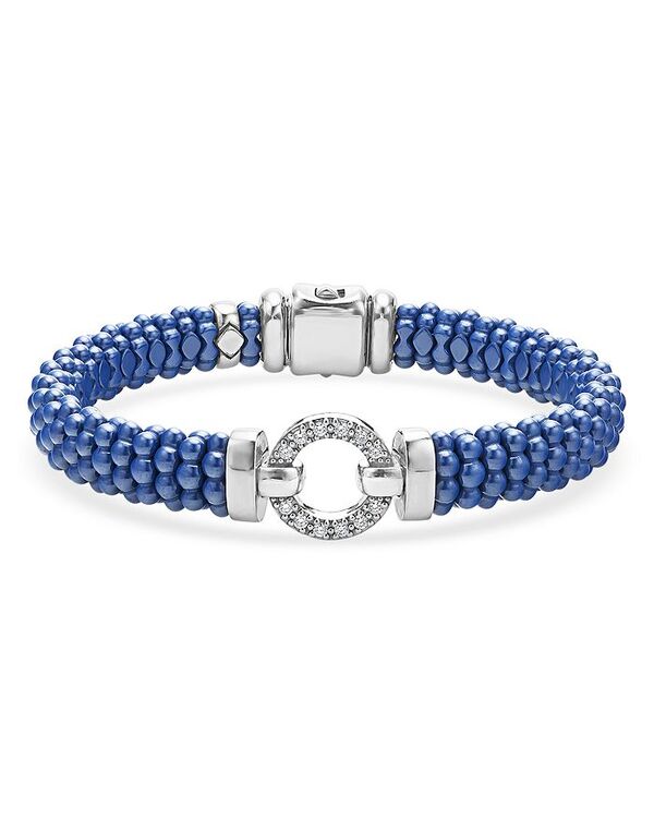 【送料無料】 ラゴス レディース ブレスレット・バングル・アンクレット アクセサリー Sterling Silver Ceramic Caviar & Diamond Circle Bracelet Blue/Silver