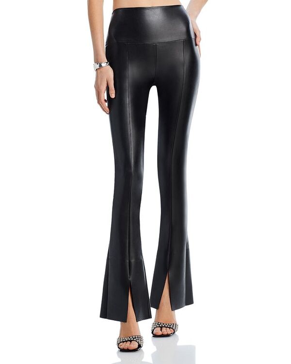 yz m[}J} fB[X MX {gX Spat Split Hem Faux Leather Leggings Black