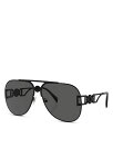 ヴェルサーチ 【送料無料】 ヴェルサーチ レディース サングラス・アイウェア アクセサリー Solid Pilot Sunglasses 63mm Black/Gray Solid
