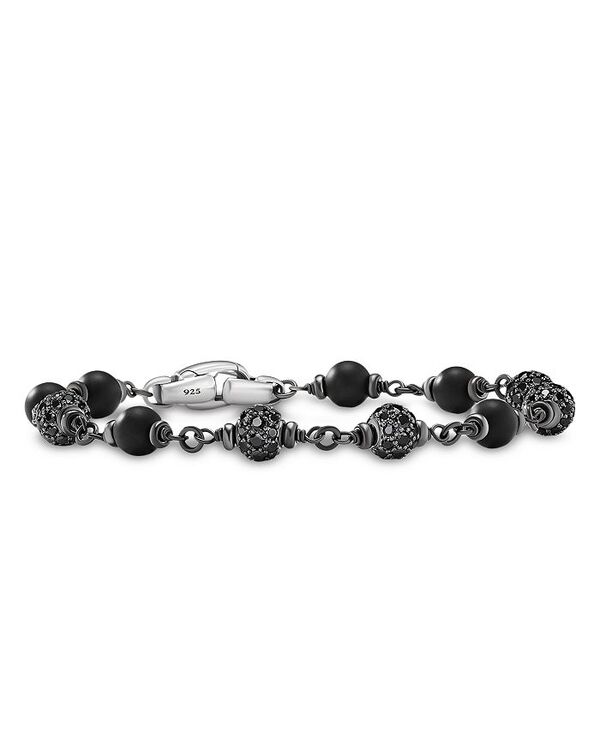 【送料無料】 デイビット・ユーマン メンズ ブレスレット・バングル・アンクレット アクセサリー Men's Spiritual Beads Onyx & Black Diamond Pave Rosary Style Bracelet in Sterling Silver Black/Silver