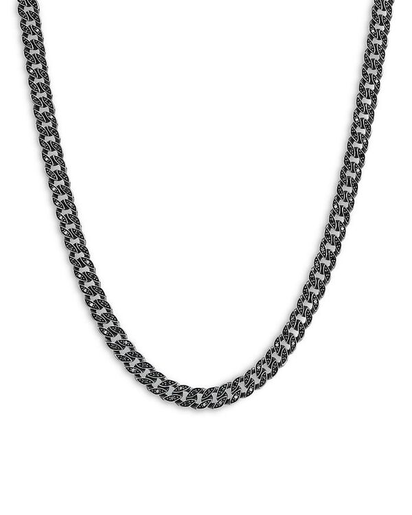 【送料無料】 デイビット・ユーマン メンズ ネックレス・チョーカー・ペンダントトップ アクセサリー Men's Sterling Silver Chain Black Diamond Pave Curb Link Necklace 22 Black