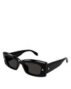 【送料無料】 アレキサンダー・マックイーン レディース サングラス・アイウェア アクセサリー Spike Stud Rectangular Sunglasses 51mm Black/Gray Solid