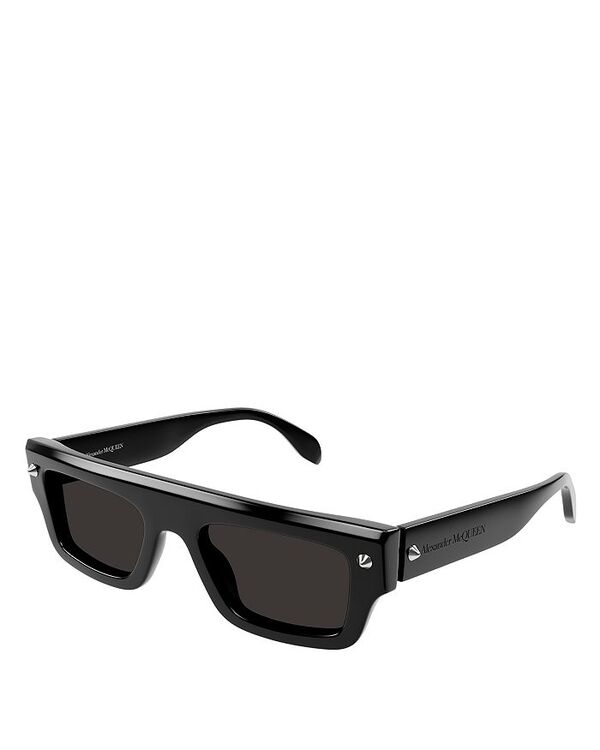 【送料無料】 アレキサンダー・マックイーン レディース サングラス・アイウェア アクセサリー Spike Studs Rectangular Sunglasses 52mm Black/Gray Solid
