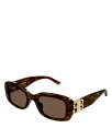 【送料無料】 バレンシアガ レディース サングラス アイウェア アクセサリー Dynasty Rectangular Sunglasses 53mm Havana/Brown Solid