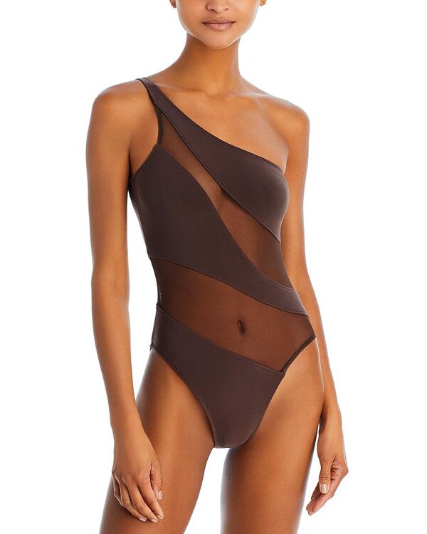 ̵ Ρޥޥ ǥ 岼å  Snake Mesh One Shoulder One Piece Swimsui...