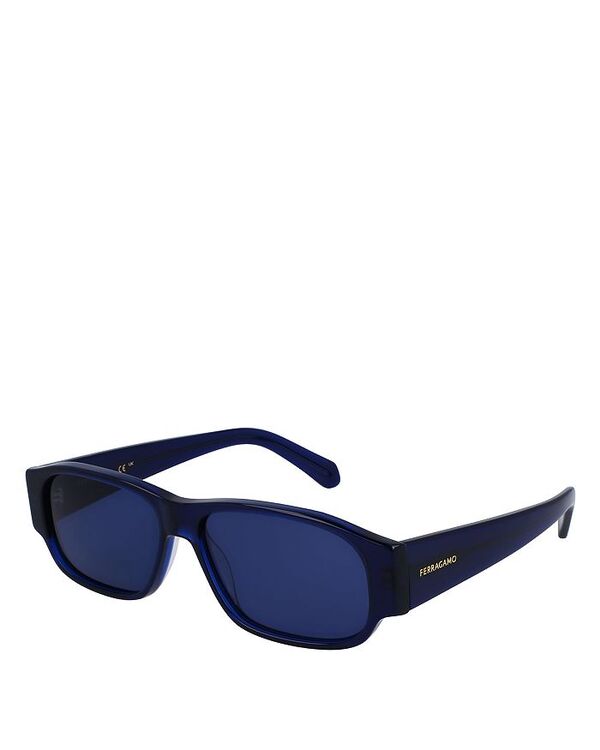 サルヴァトーレ・フェラガモ 【送料無料】 フェラガモ レディース サングラス・アイウェア アクセサリー Classic Logo Rectangular Sunglasses 57mm Blue/Blue Solid