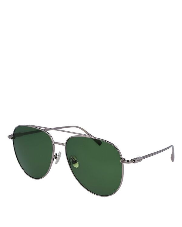 サルヴァトーレ・フェラガモ 【送料無料】 フェラガモ レディース サングラス・アイウェア アクセサリー Prisma Oversize Aviator Sunglasses 61mm Gray/Green Solid