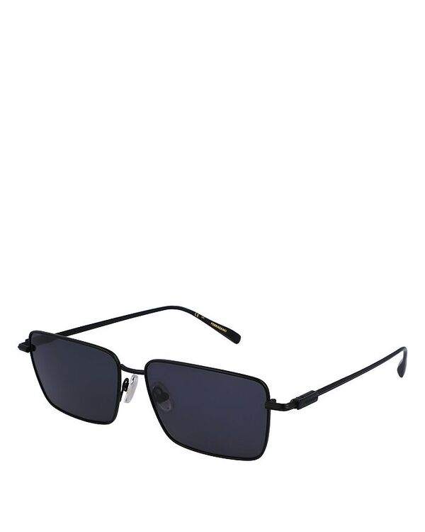 サルヴァトーレ・フェラガモ 【送料無料】 フェラガモ レディース サングラス・アイウェア アクセサリー Prisma Rectangular Metal Sunglasses 57mm Black/Gray Solid