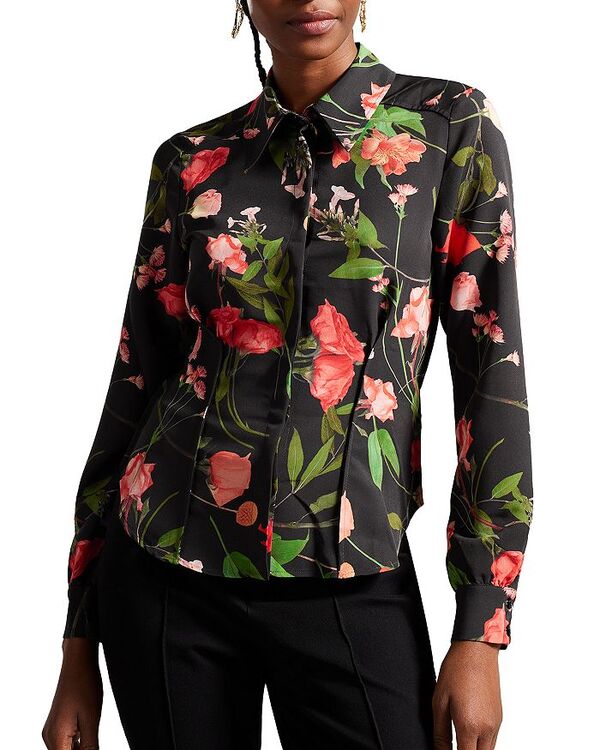 【送料無料】 テッドベーカー レディース シャツ トップス Meggha Printed Shirt Blackのサムネイル