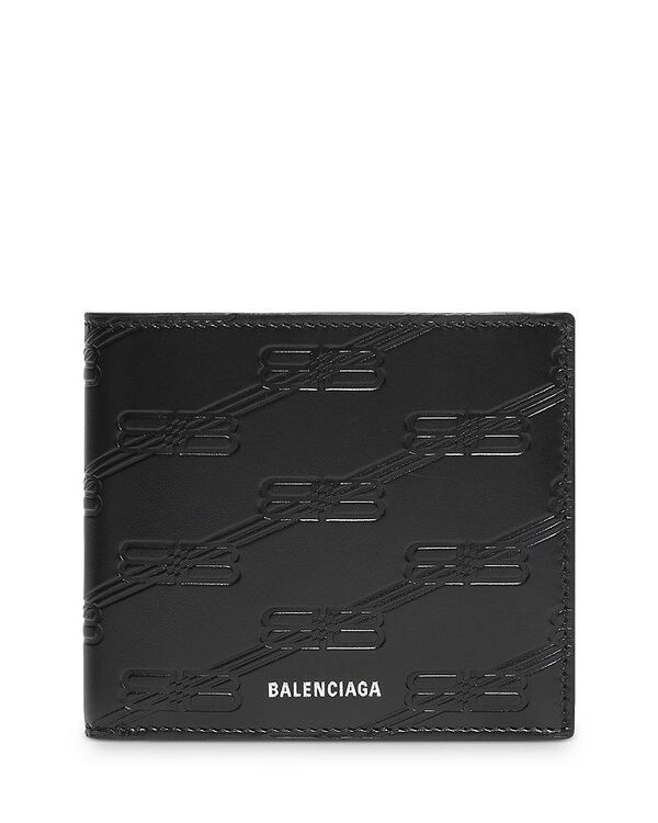 バレンシアガ 財布（レディース） 【送料無料】 バレンシアガ レディース 財布 アクセサリー Embossed Monogram Leather Folded Wallet Black