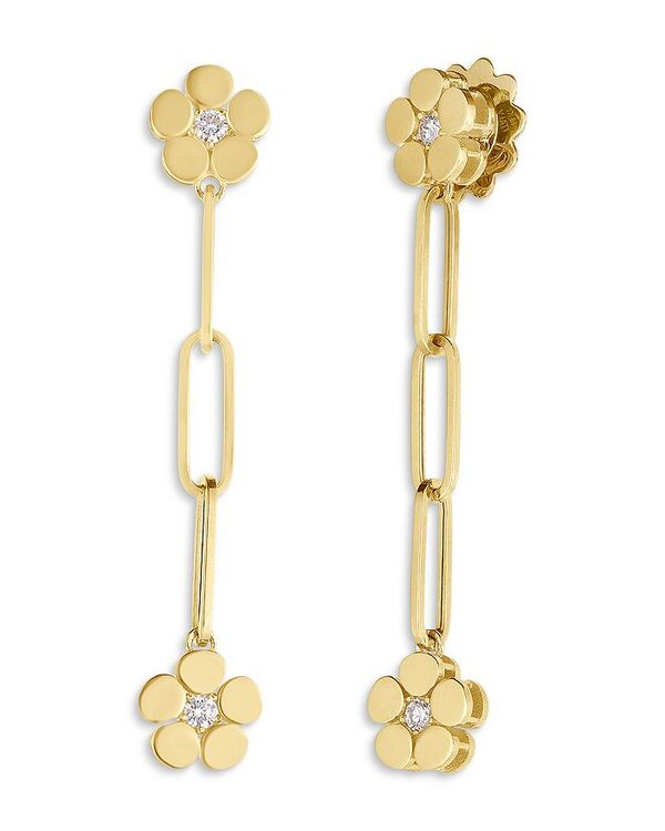 【送料無料】 ロバートコイン レディース ピアス・イヤリング アクセサリー 18K Yellow Gold Daisy Diamond Flower Chain Drop Earrings Gold