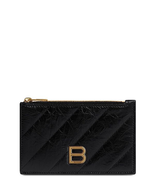 ハンドバッグ 【送料無料】 バレンシアガ レディース ハンドバッグ バッグ Crush Quilted Leather Long Coin and Card Holder Black