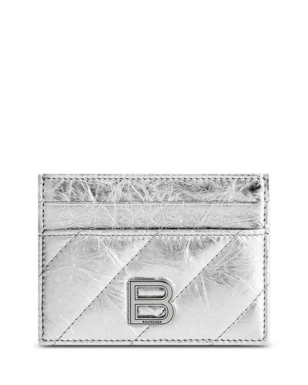 ハンドバッグ 【送料無料】 バレンシアガ レディース ハンドバッグ バッグ Metallized Quilted Leather Crush Card Holder Silver