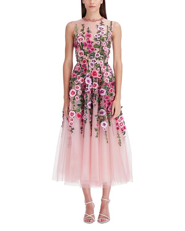 ̵     ǥ ԡ ȥåץ Embroidered Floral Tulle Dress Dark Rose/Multi