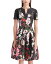 ̵     ǥ ԡ ȥåץ Floral Print Short Sleeve Dress Pink/Black