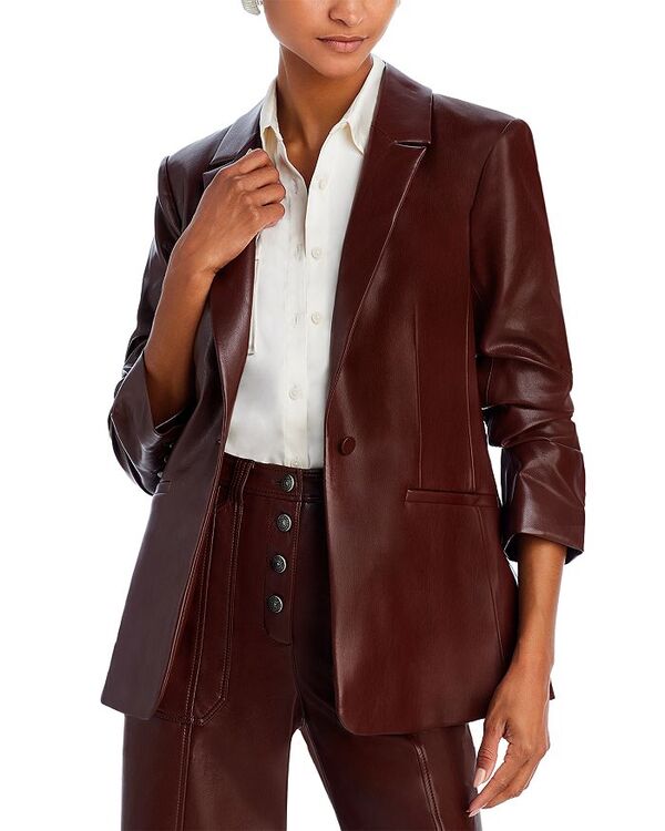 【送料無料】 サンク ア セプト レディース ジャケット・ブルゾン ブレザー アウター Kylie Faux Leather Blazer Tobacco