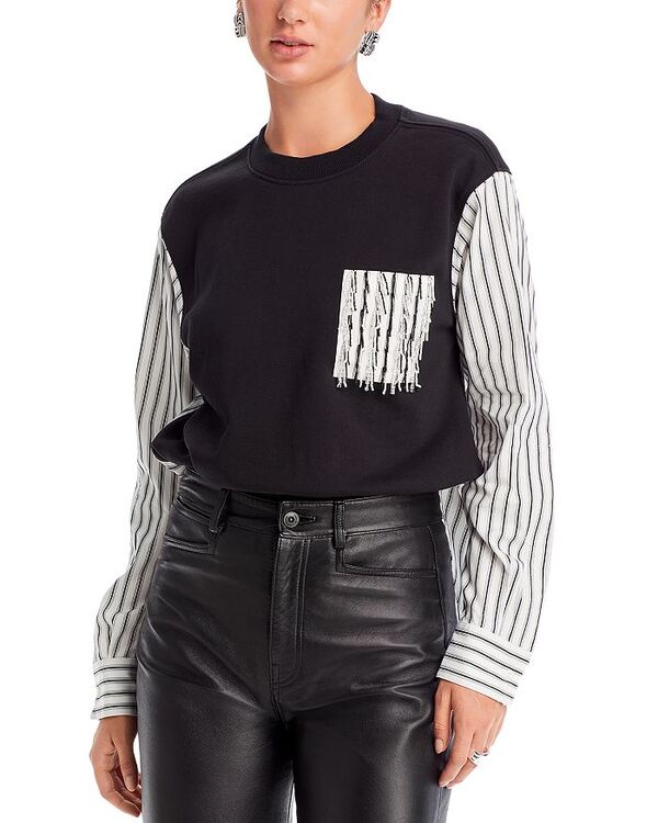 【送料無料】 スリーワンフィリップリム レディース パーカー・スウェット アウター Long Sleeve Striped Combo Sweatshirt Black Multi