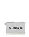 【送料無料】 バレンシアガ レディース 財布 アクセサリー Cash Glitter Leather Card Case Silver