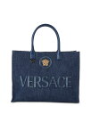 yz FT[` fB[X g[gobO obO La Medusa Large Denim Tote Navy Blue/Gold