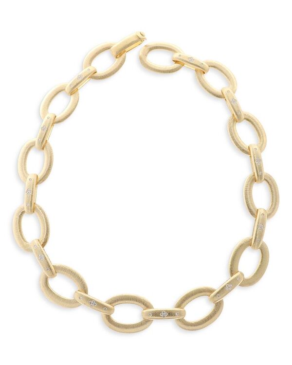 【送料無料】 ロバートコイン レディース ネックレス・チョーカー・ペンダントトップ アクセサリー 18K Yellow Gold Duchessa Diamond Flower Oval Link Collar Necklace 18 Gold