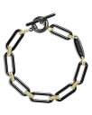 【送料無料】 ラゴス レディース ブレスレット・バングル・アンクレット アクセサリー 18K Yellow Gold Signature Caviar Black Ceramic Link Toggle Bracelet Black/Gold