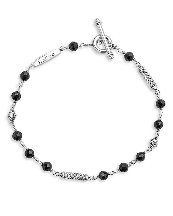 【送料無料】 ラゴス レディース ブレスレット・バングル・アンクレット アクセサリー Sterling Silver Caviar Icon Ceramic Bead Link Toggle Bracelet Black/Silver