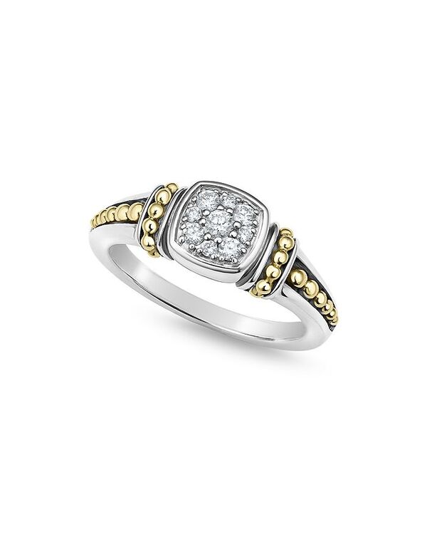 【送料無料】 ラゴス レディース リング アクセサリー 18K Yellow Gold Sterling Silver Rittenhouse Diamond Cluster Caviar Bead Ring Silver